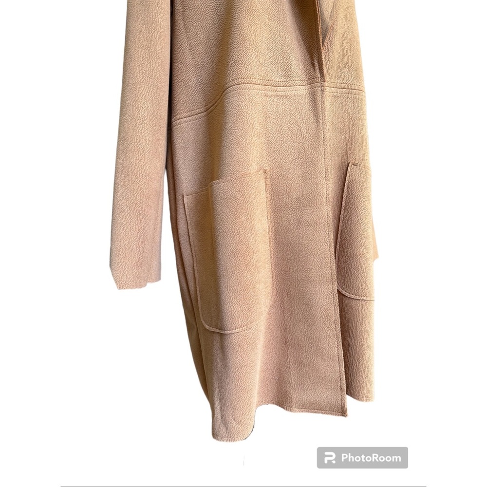Zara Faux Suede Camel Longline Open Coat, S - Picture 6 of 16
